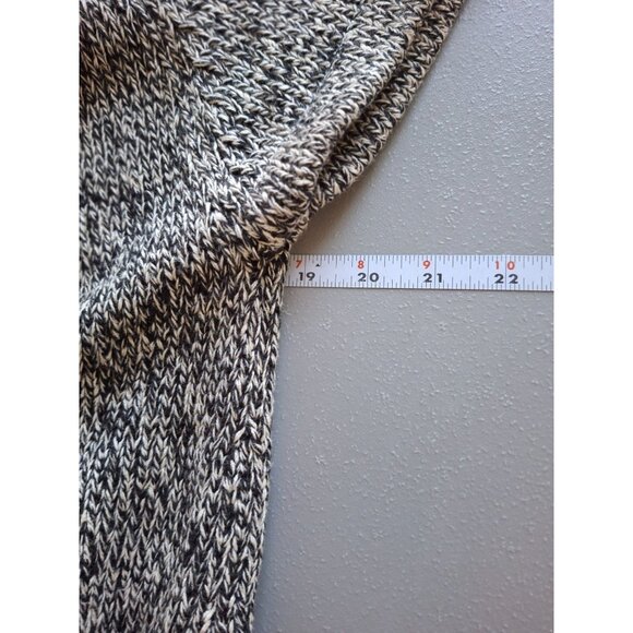 Kasper Cardigan PM Black White Marled Knit Short Sleeve Button Cowl Neck - Picture 6 of 8